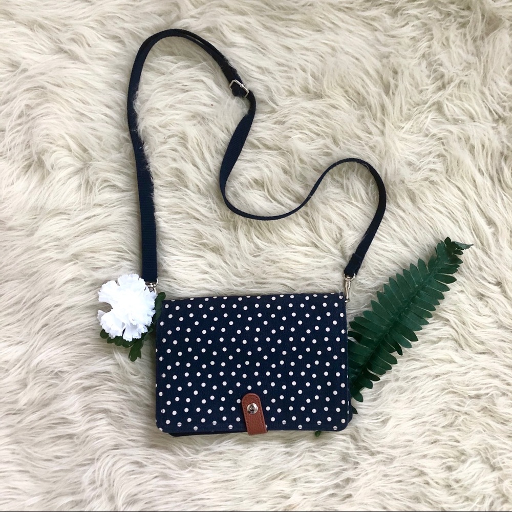Thirty-One Polkadot Navy & White Crossbody Purse